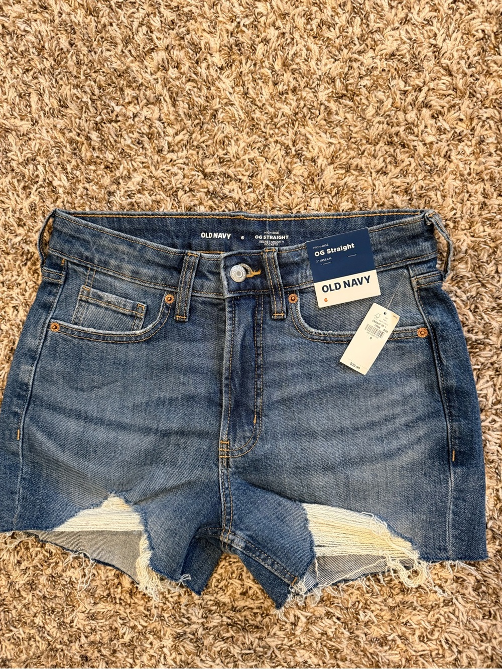 NWT Old Navy Women's OG Straight Denim Cutoff Shorts - Blue